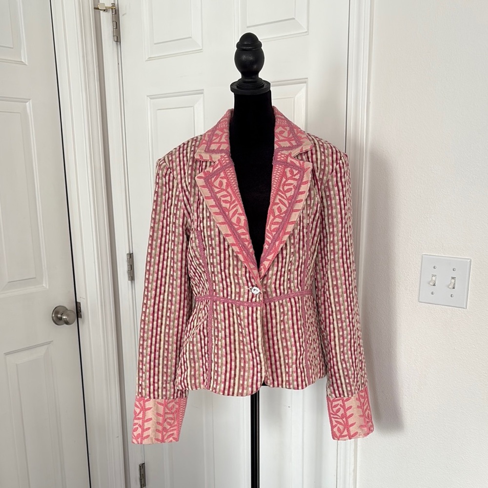 True Meaning Pink Patterned Blazer Jacket